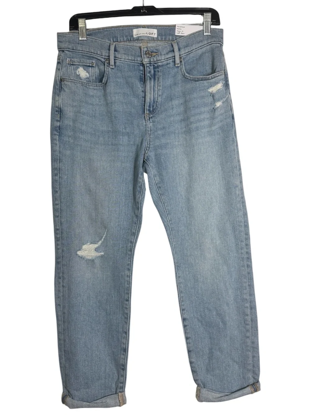 LOFT The Girlfriend Mid Rise Jeans Size 29P Lighter Wash NWT Petites Denim